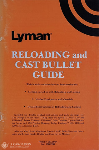 Collectif. Lyman - Reloading And Cast Bullet Guide D’occasion Bon Livre