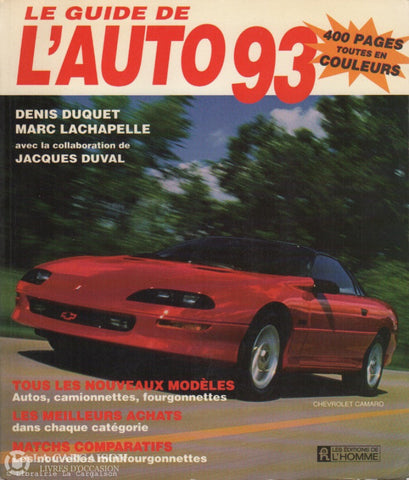 Guide De L’auto (Le). Le Guide De L’auto 1993 D’occasion - Bon Livre