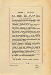 PROUST, MARCEL. Lettres retrouvées