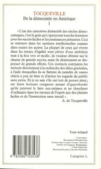 TOCQUEVILLE, ALEXIS DE. De la démocratie en Amérique. Tome 1.