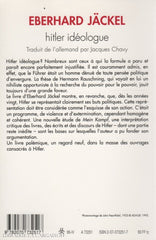 Hitler Adolf. Hitler Idéologue Livre