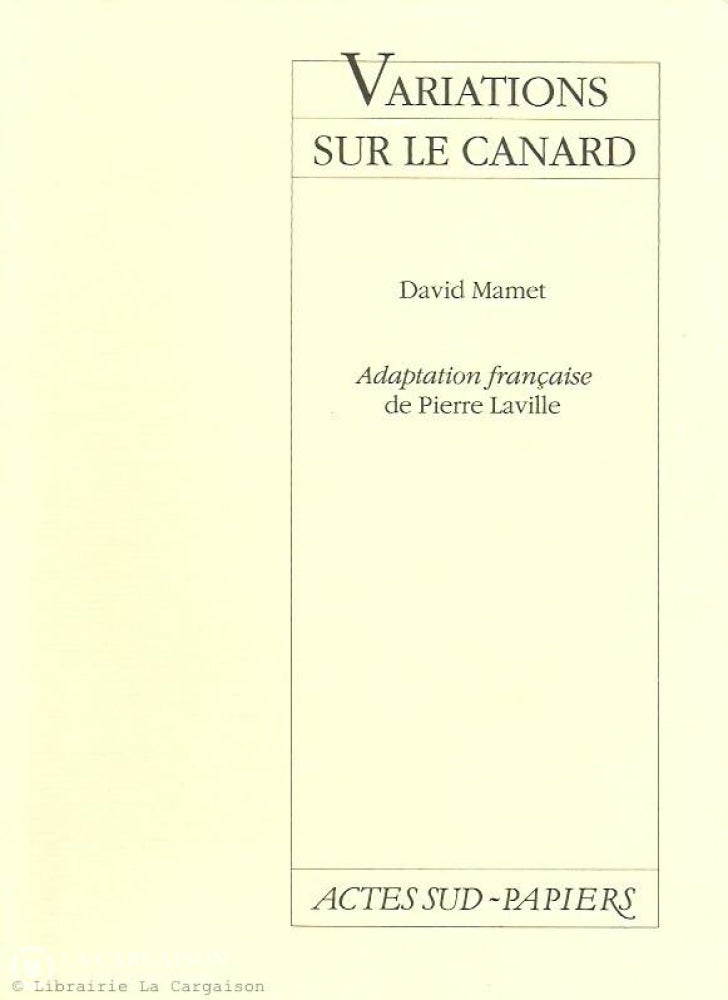 Mamet David. Variations Sur Le Canard Doccasion - Très Bon Livre