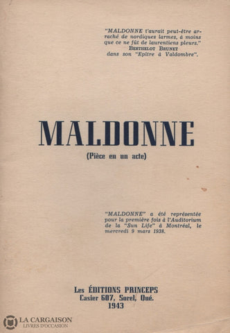 Prevost Arthur. Maldonne (Pièce En Un Acte) Livre