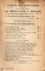 Tardieu Andre. Année De Munich (L):  Notes Semaine 1938 Livre