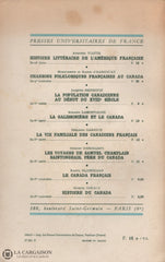 Tougas Gerard. Histoire De La Littérature Canadienne-Française Livre